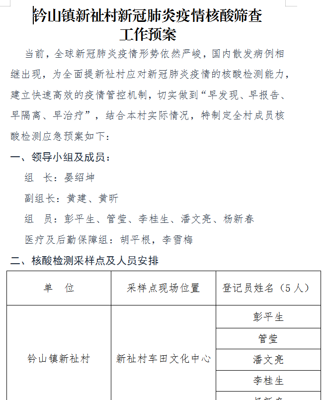 刻不容缓！钤山镇进入疫情防控应战状态