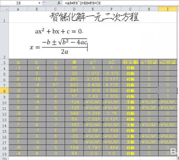 一元二次方程在excel里如何求解