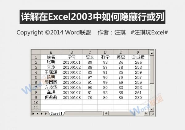 excel2003取消隐藏(excel2010隐藏行和列)