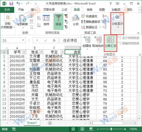 在excel2010中如何进行分类汇总