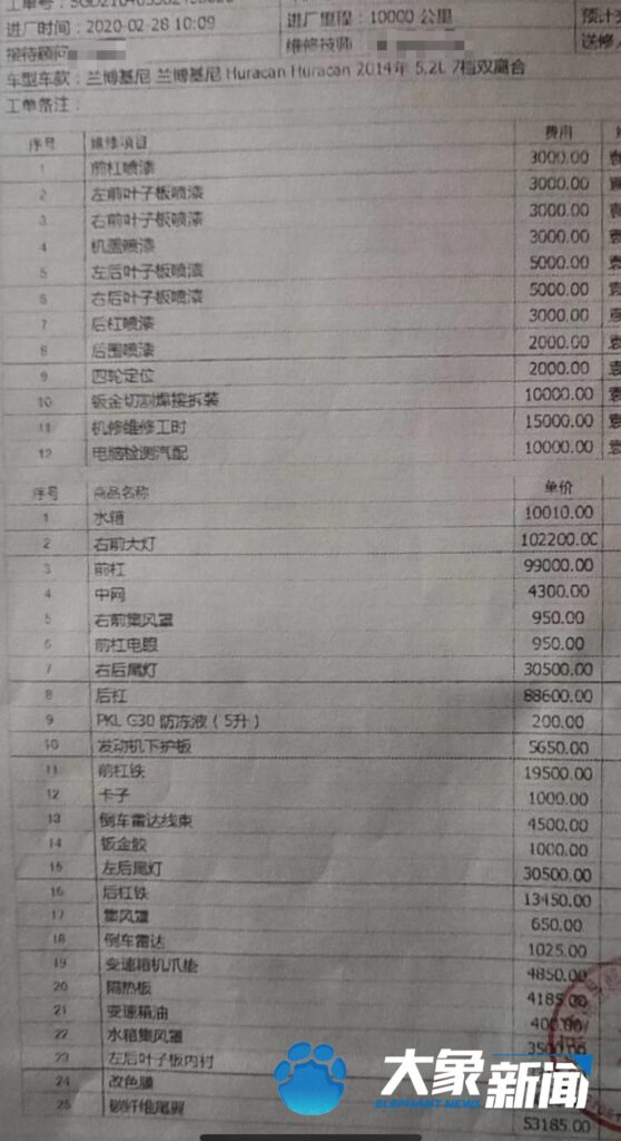 面包车撞上兰博基尼被索赔190万