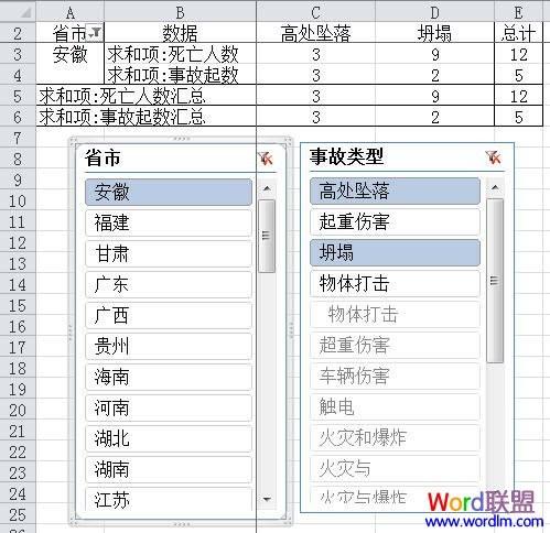 如何使用Excel2010的“切片器”功能在不切换筛选或工作表方法的情况下查看数据透视表中的详细数据