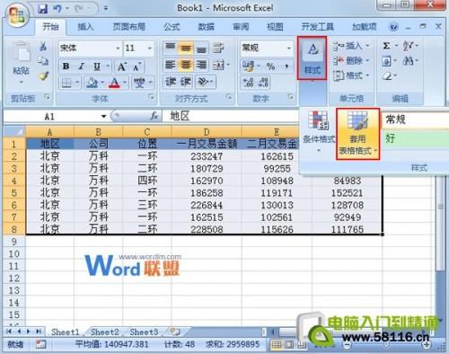 excel2016套用表格格式(概述Excel套用表格样式功能)