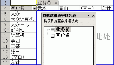 Excel数据透视表之业务员与客户的对应关系