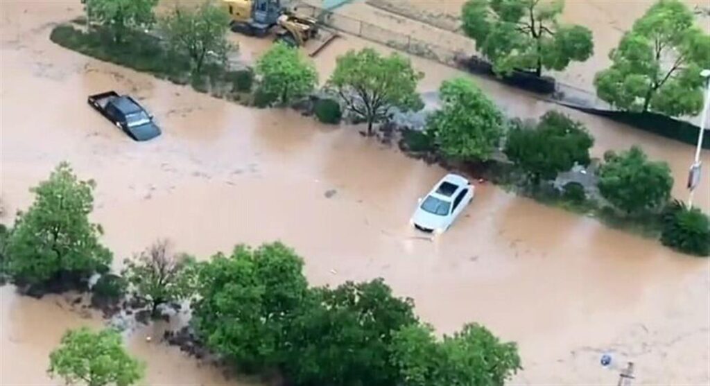 江西宜春暴雨成灾：居民上街抓鱼