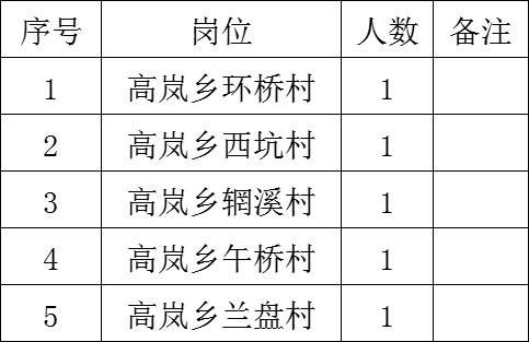 高岚乡村（社区）专职党建宣传员招聘公告