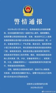 沈阳警方通报“多人殴打环卫工”