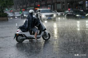 郑州遭狂风暴雨侵袭：道路积水严重