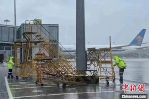 台风梅花登陆：狂风大作 暴雨横飞