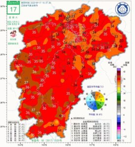 江西九江：从40℃直接降至17℃