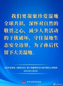 习近平在《湿地公约》第十四届缔约方大会开幕式上发表致辞