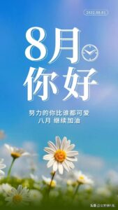 20句励志温柔文案_8月你好海报