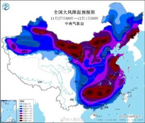 大风降温预报图紫蓝一片