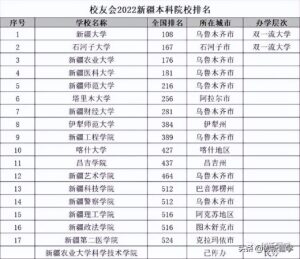 新疆的大学有哪些本科_新疆的大学排行榜