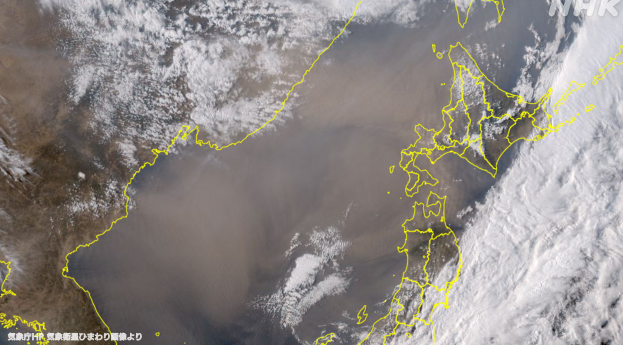 日本部分地区出现大量黄沙