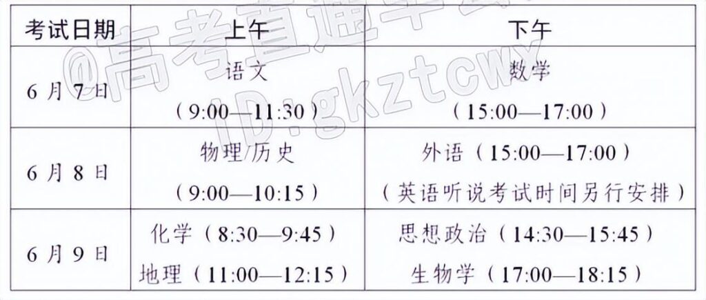 2023高考日期是几月几号_全国各省2023年高考时间表安排