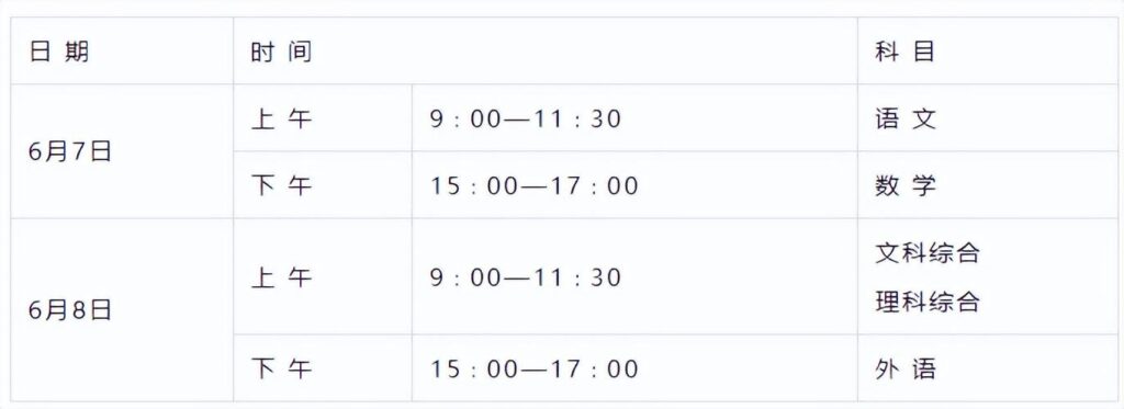 2023高考日期是几月几号_全国各省2023年高考时间表安排
