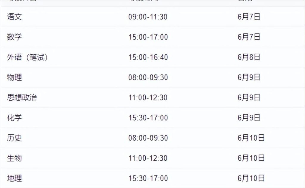 2023高考日期是几月几号_全国各省2023年高考时间表安排