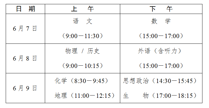 2023高考日期是几月几号_全国各省2023年高考时间表安排