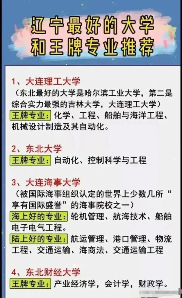 辽宁最好的大学和王牌专业推荐_陕西最好的大学和王牌专业推荐