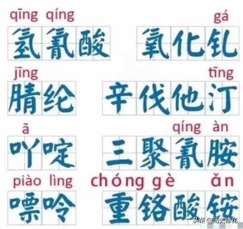 化学里的生僻字，化学中的生僻字