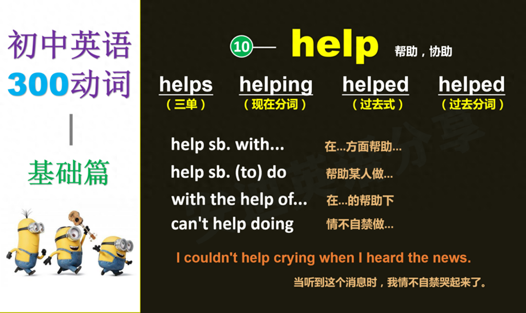 help的正常用法，help的过去式和过去分词