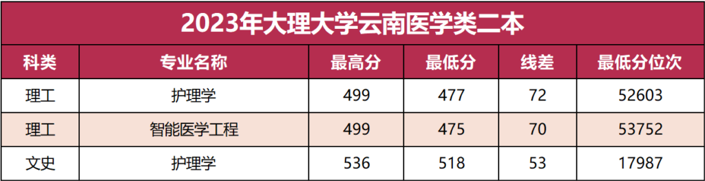 云南二本预科录取分数，云南医学类二本录取分数