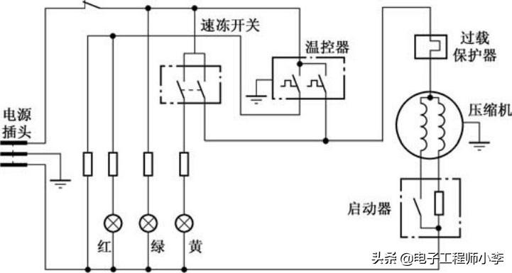 冰箱电路图怎么画？冰箱在电路图中用什么表示？