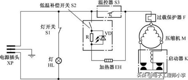 冰箱电路图怎么画？冰箱在电路图中用什么表示？