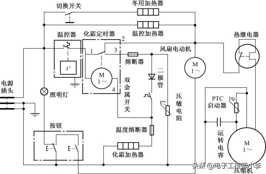 冰箱电路图怎么画？冰箱在电路图中用什么表示？